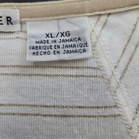 NWT - Tommy Hilfiger White Cotton w Gold Stripes Jersey - Size XL - Picture 8 of 11